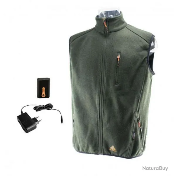 ALPENHEAT gilet chauffante FIRE PERFORMANCE tissus polaire tricoté vert