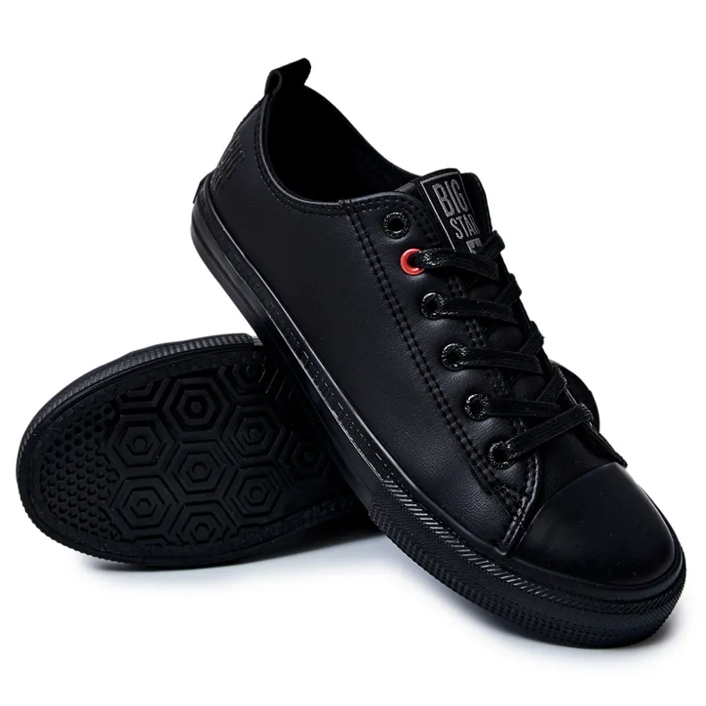 Baskets en cuir pour hommes Big Star JJ174005 Noir le noir