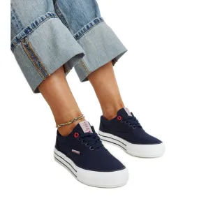 Baskets femme bleu marine à semelle épaisse, Cross Jeans