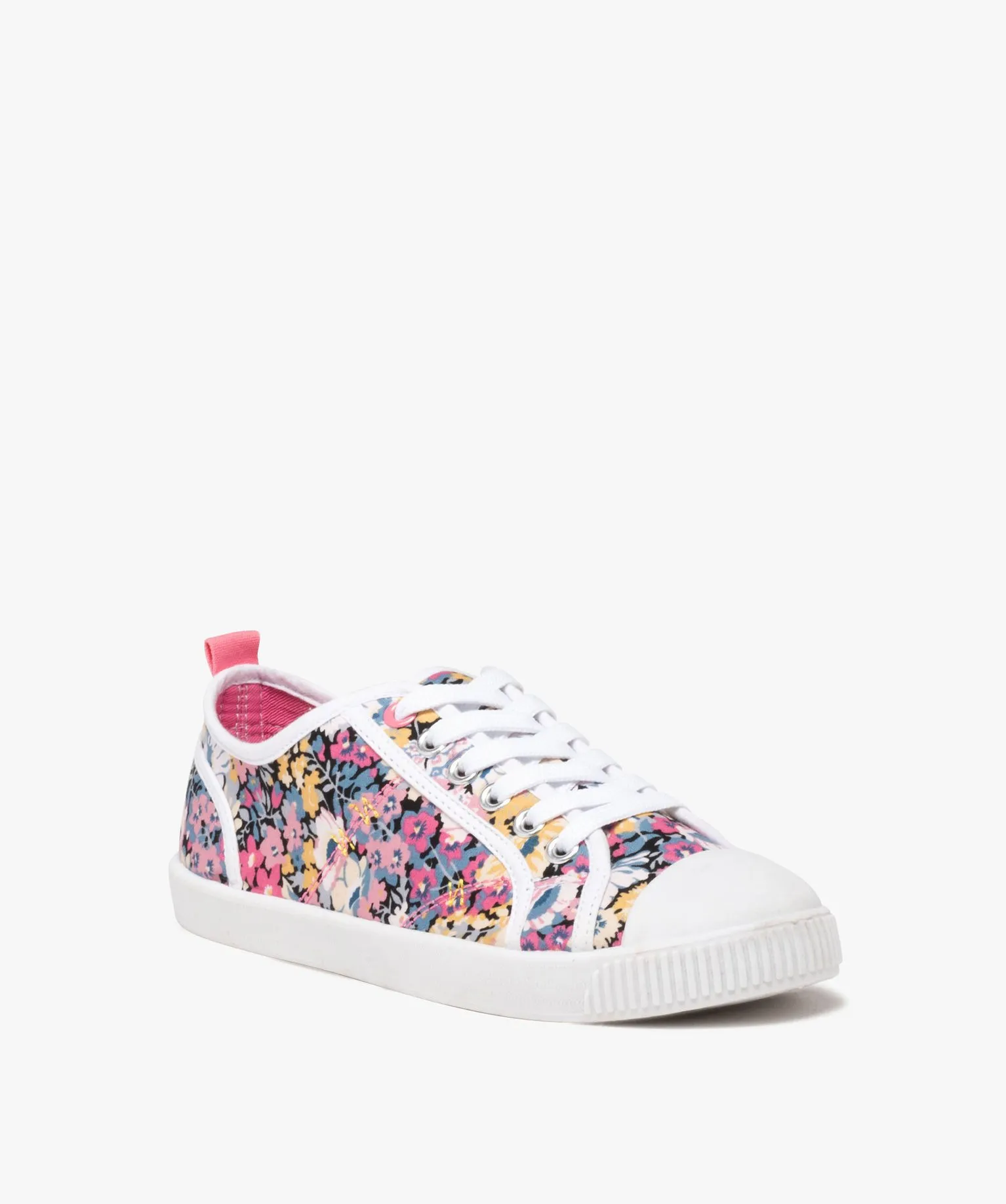 baskets femme en toile avec lacets et a semelle contrastante multicolore