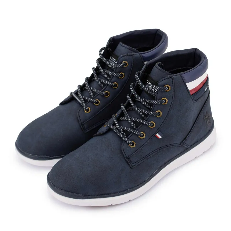 Baskets montantes avec lacets logo incrusté et bandes drapeau Homme