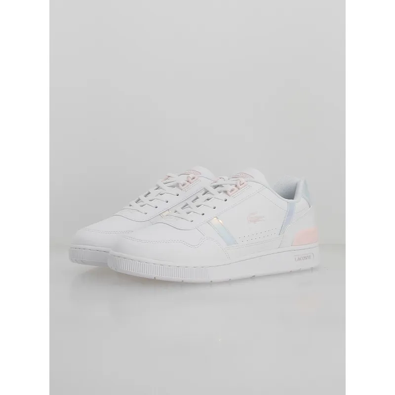 Baskets t-clip cuir holographique blanc femme - Lacoste | wimod