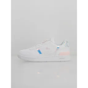 Baskets t-clip cuir holographique blanc femme - Lacoste | wimod