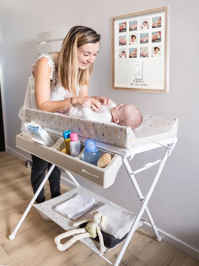 BEBECONFORT Baltic Table à langer et baignoire 2en 1, Pliable, De 0 à 12 mois (11kg), Gray Mist - Gris foncé