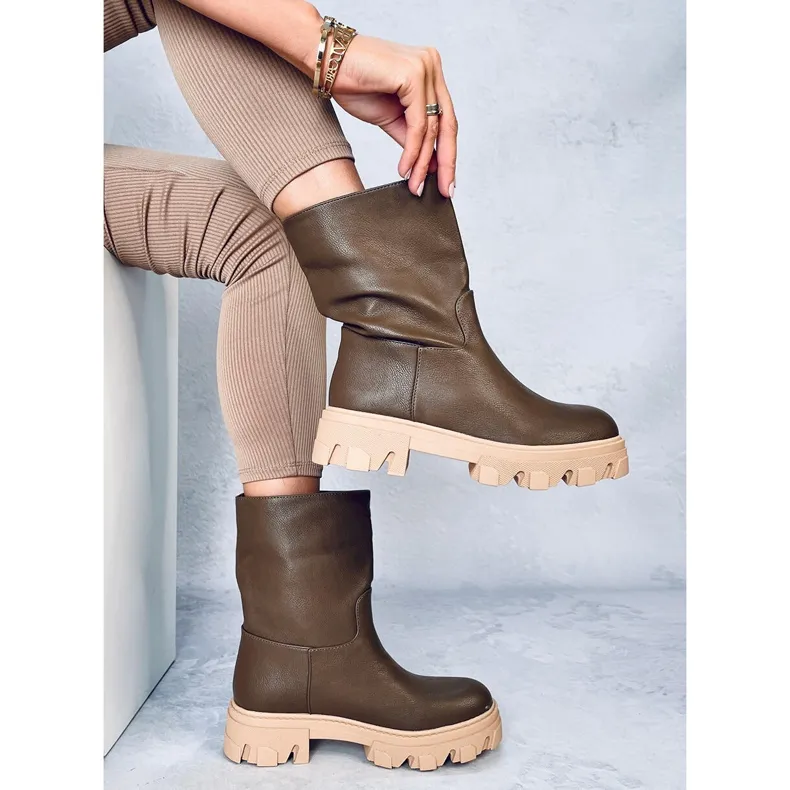 Bottes avec une tige simple Jowita Green vert