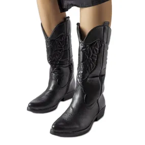 Bottes de cowboy plates noires de Simonetta le noir