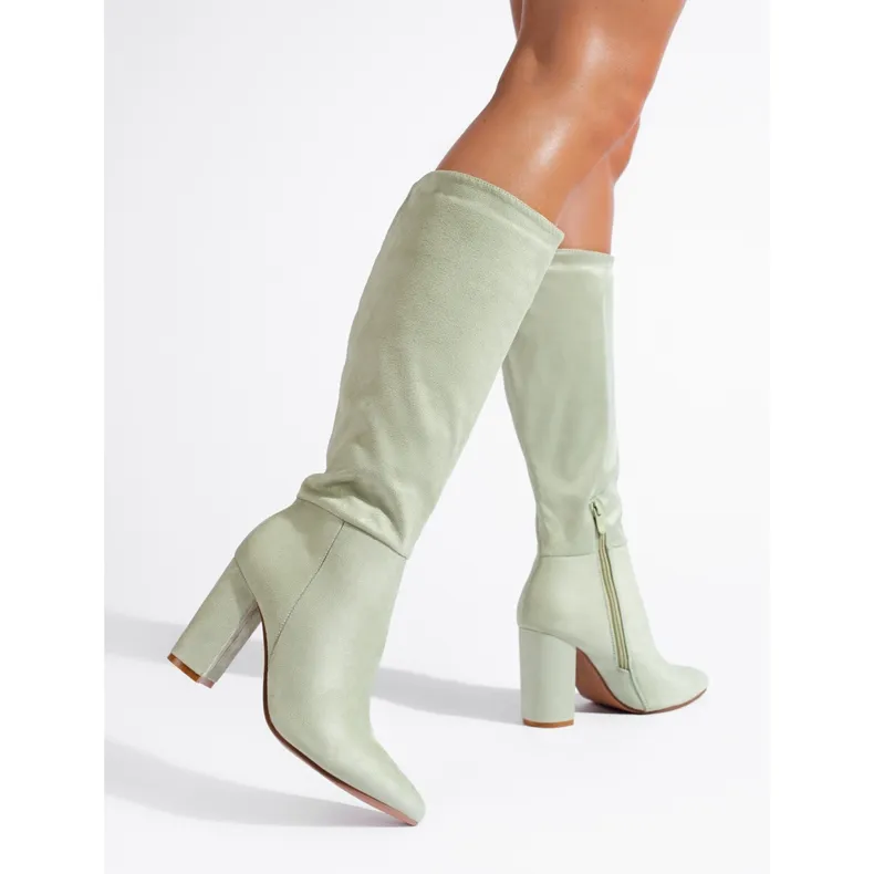 Bottes pour femmes Shelovet en daim écologique vert