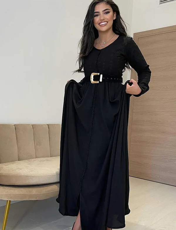 Caftan Marocain Noir avec Broderie