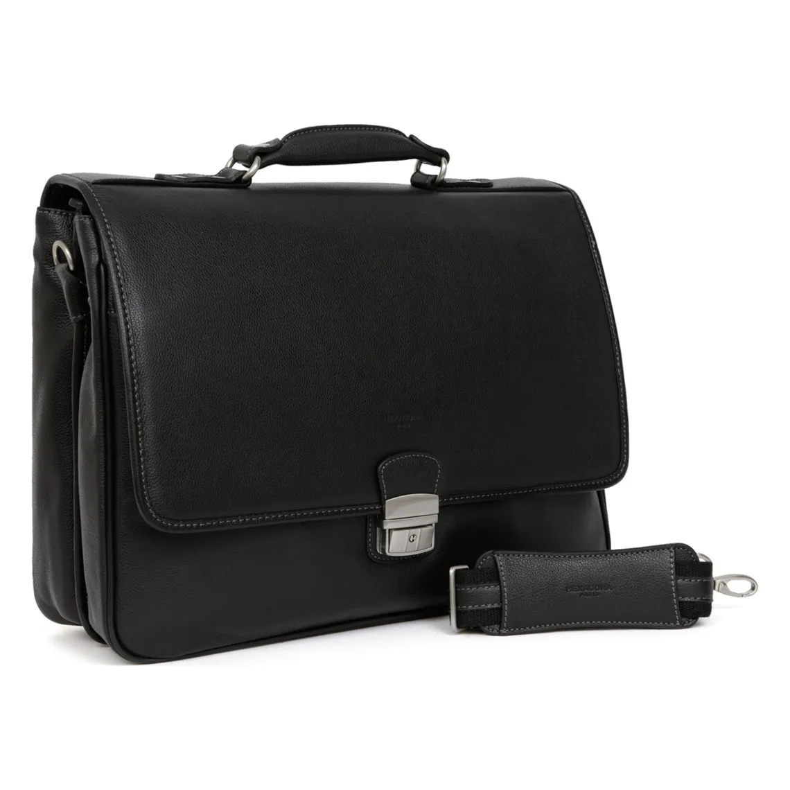 Cartable 15'' & A4 Cuir CONFORT Noir Hexagona - Sac à dos Homme sur MenCorner