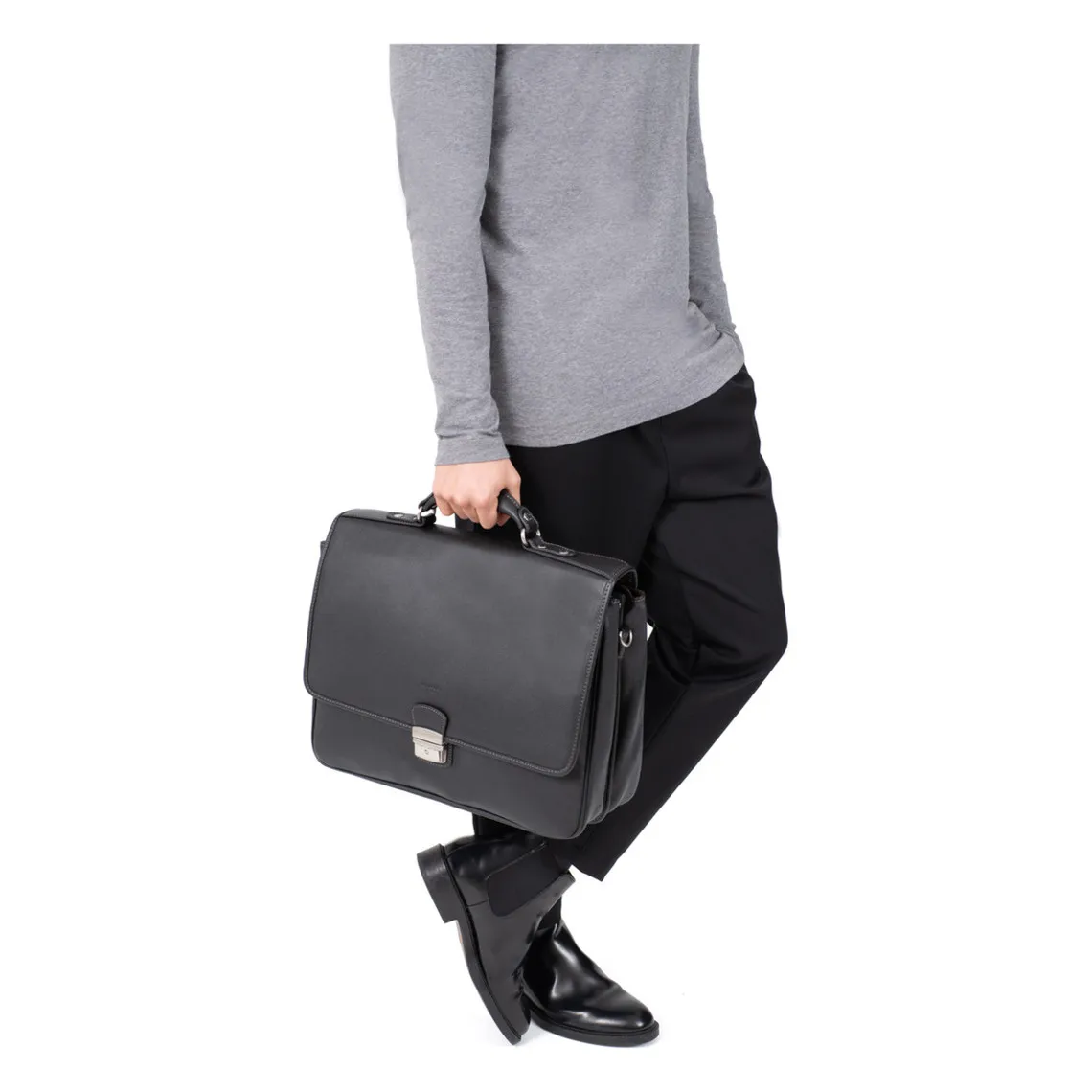 Cartable 15'' & A4 Cuir CONFORT Noir Hexagona - Sac à dos Homme sur MenCorner