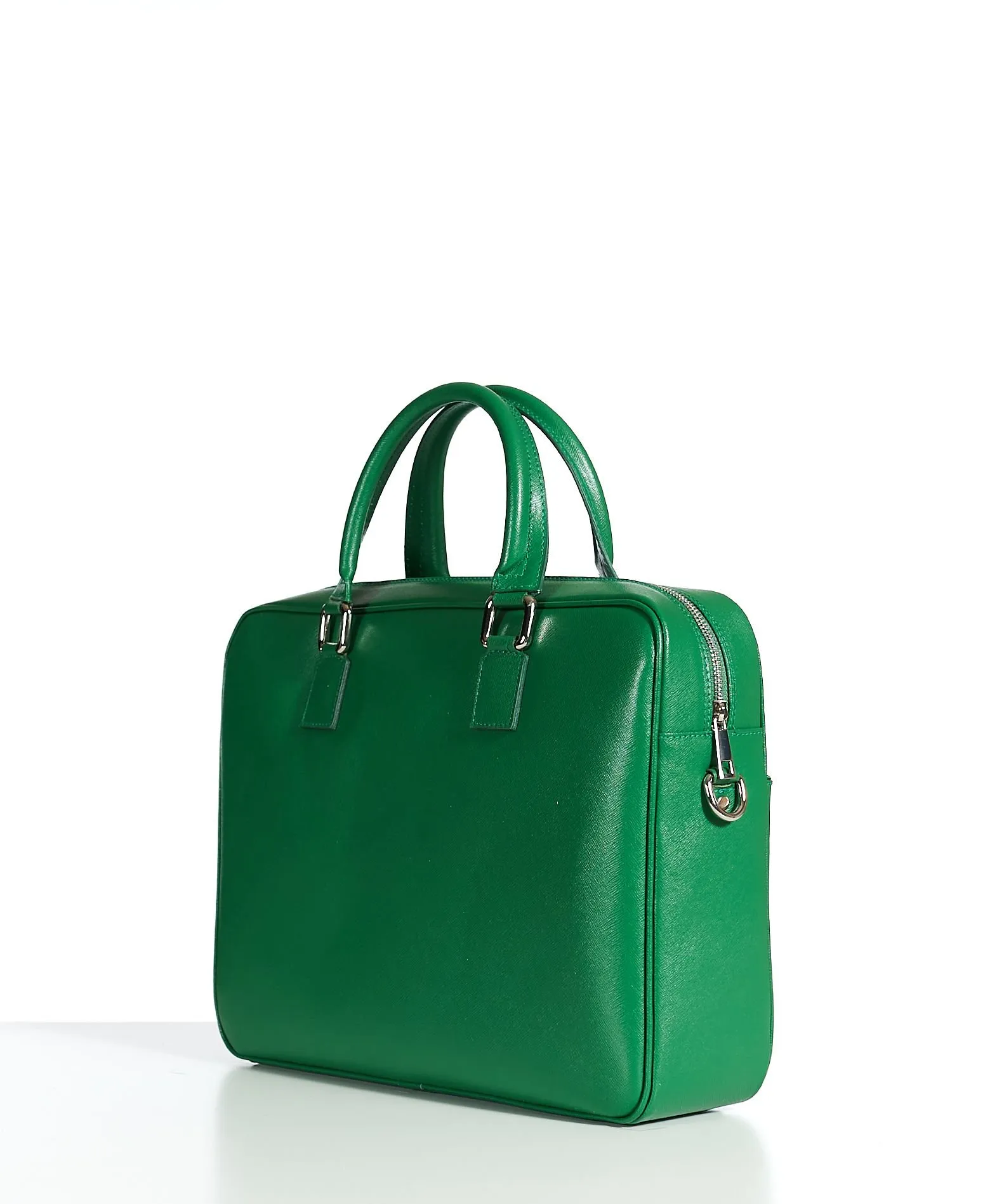 Cartable 24 heures cuir porte-documents sacoche ordinateur vert Justin