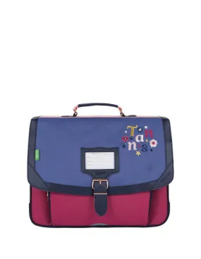 Cartable 38 Tann's Broderie Olivia Ref 57292 Bleu et Rose 38*29*15 cm