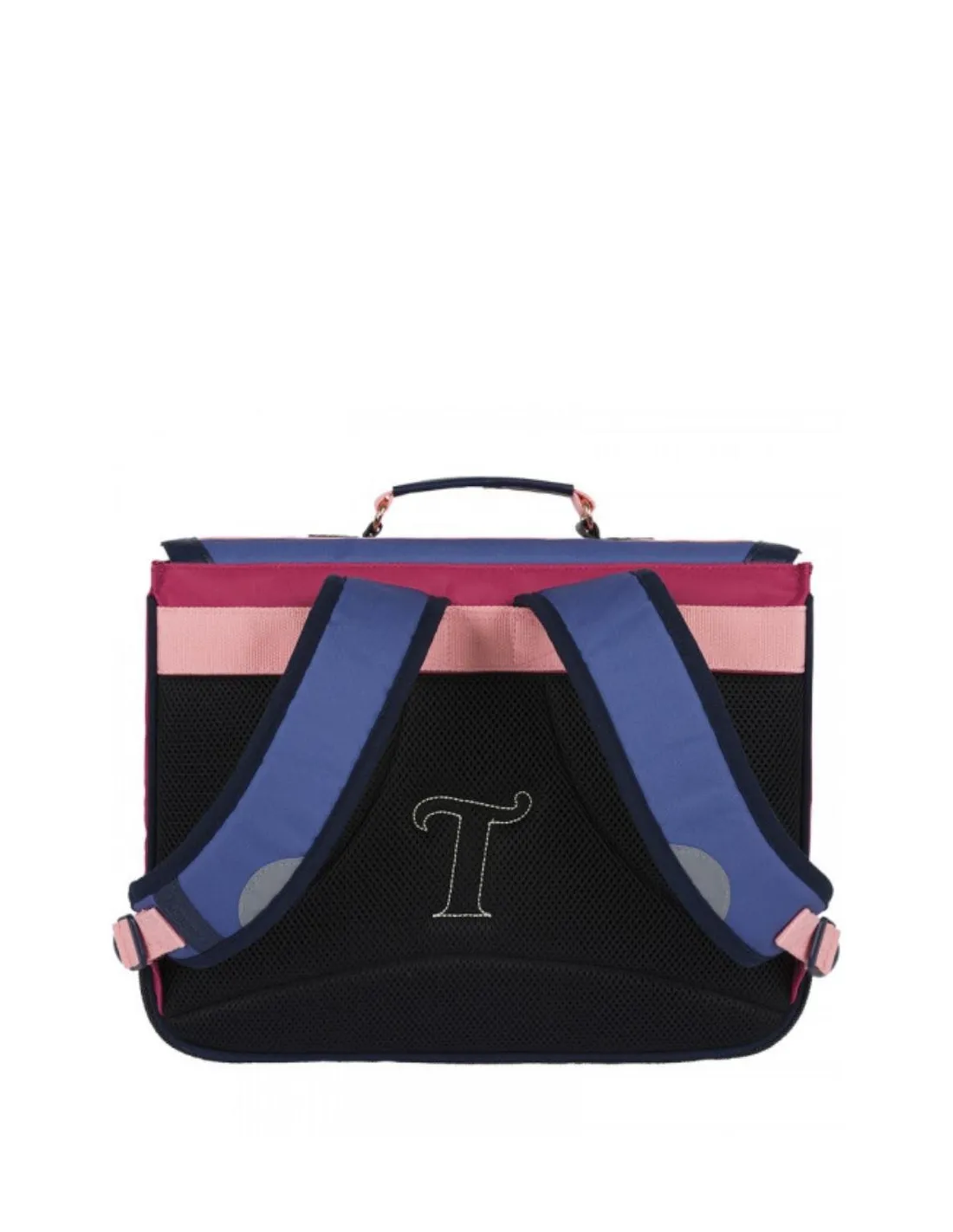 Cartable 38 Tann's Broderie Olivia Ref 57292 Bleu et Rose 38*29*15 cm