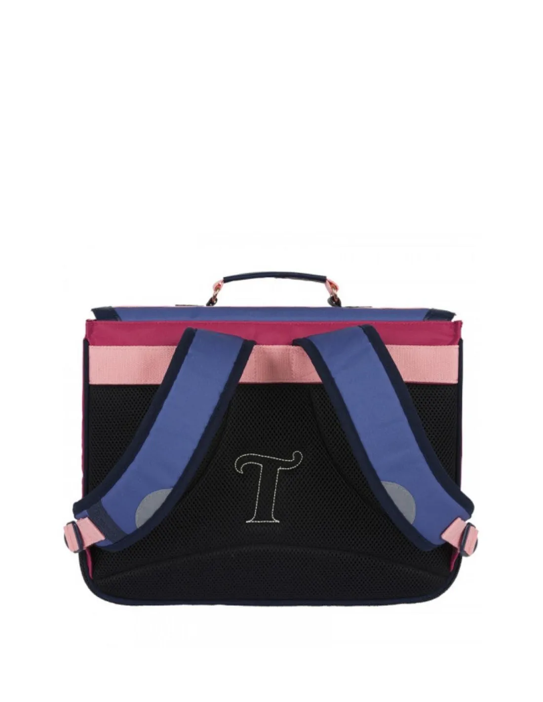 Cartable 41 Tann's Broderie Olivia Ref 57283 Bleu et Rose 41*33*17 cm