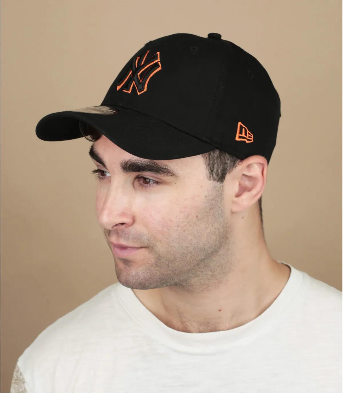 Casquette baseball NY noire orange - Casquette Team Outline 9Forty NY black orange New Era : Headict