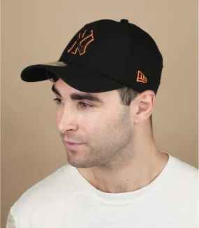 Casquette baseball NY noire orange - Casquette Team Outline 9Forty NY black orange New Era : Headict