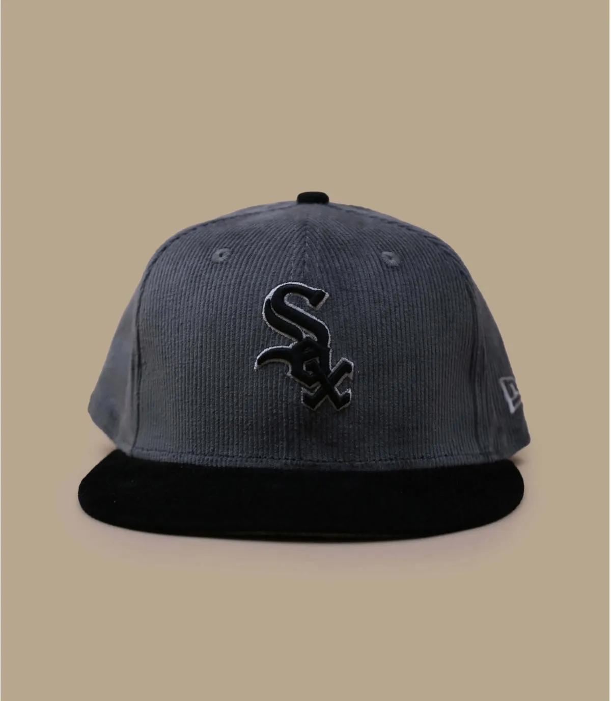 Casquette fitted SOX gris noir côtelé - Casquette Cord 59Fifty Sox gray black New Era : Headict