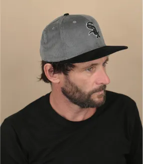 Casquette fitted SOX gris noir côtelé - Casquette Cord 59Fifty Sox gray black New Era : Headict