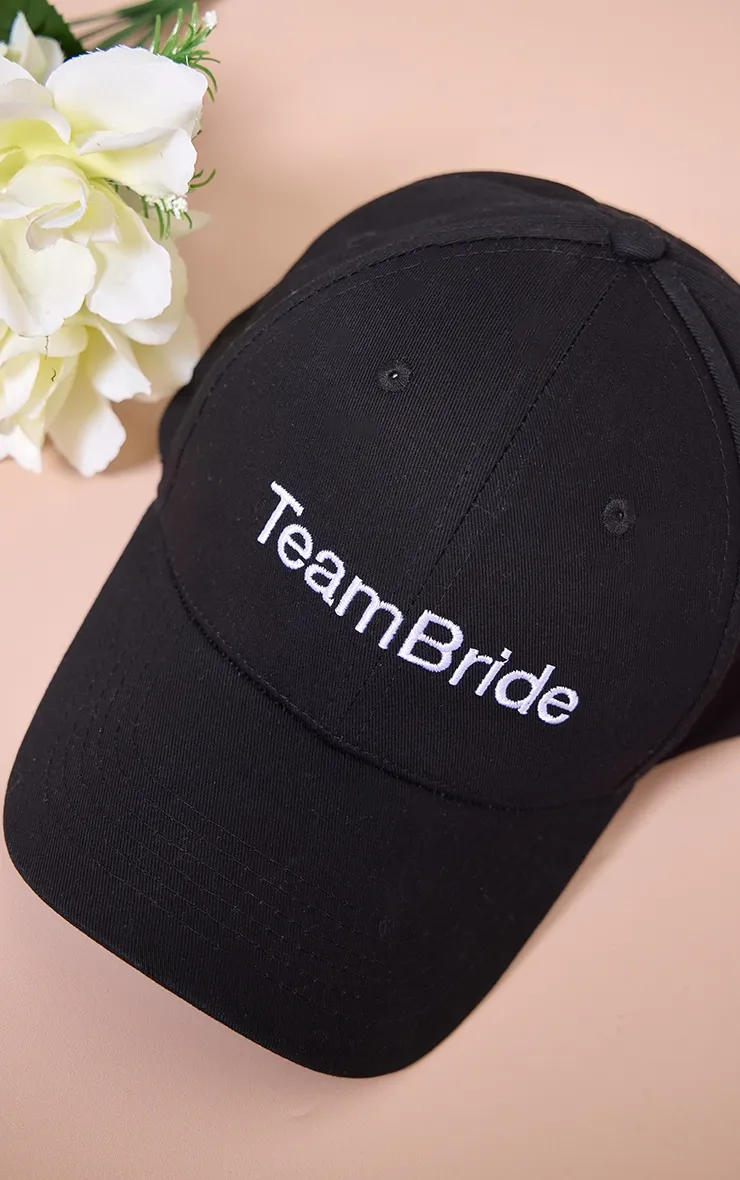 Casquette noire à slogan Team Bride