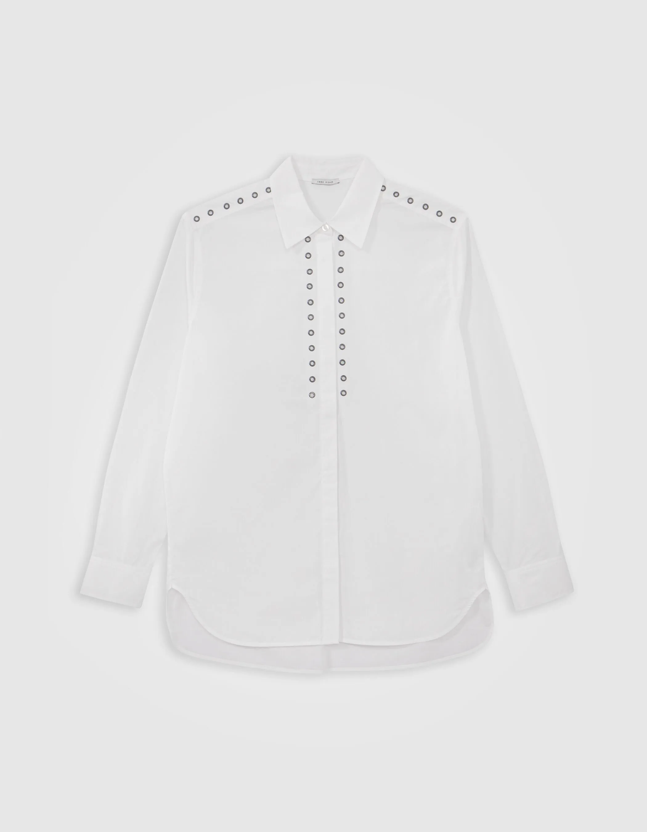 Chemise blanche coton bio décor œillets Femme