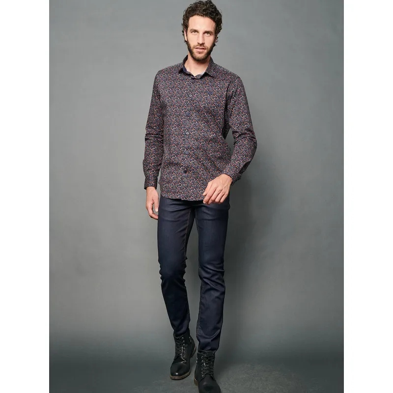 Chemise chris orange rust bleu marine homme - Delahaye | wimod