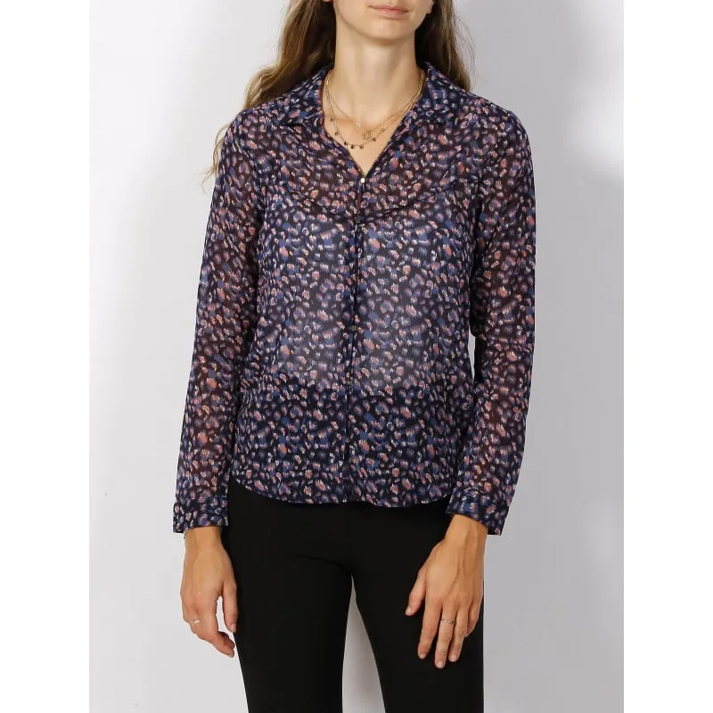 Chemise dahlia imprimé aimal blanc femme - Le Temps Des Cerises | wimod