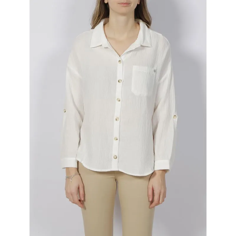 Chemise dahlia imprimé aimal blanc femme - Le Temps Des Cerises | wimod