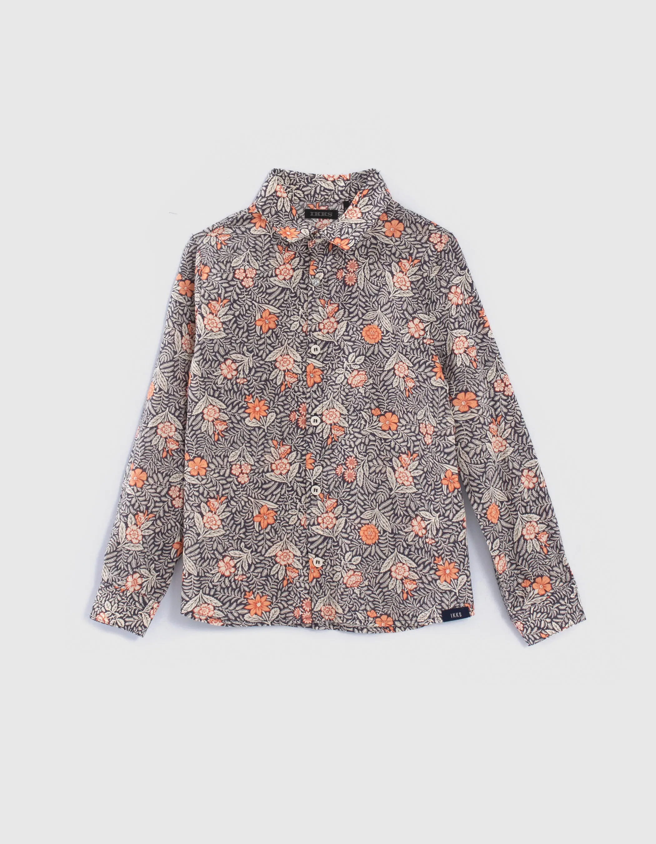 Chemise grise et orange à motifs garçon