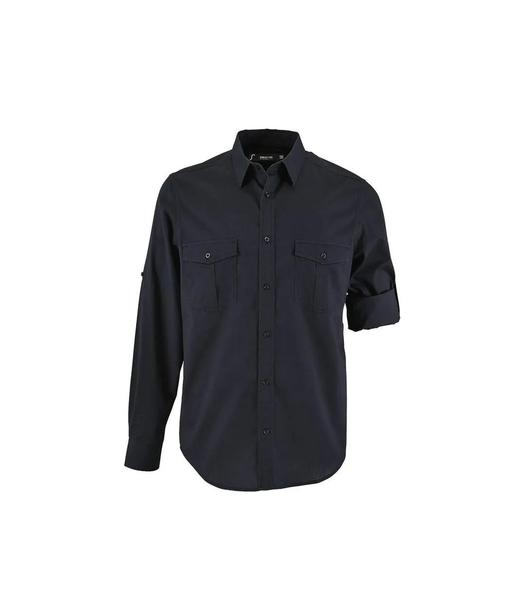 Chemise homme manches longues retroussables - 02763 - bleu marine