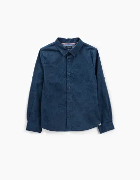 Chemise indigo imprimé jungle garçon 