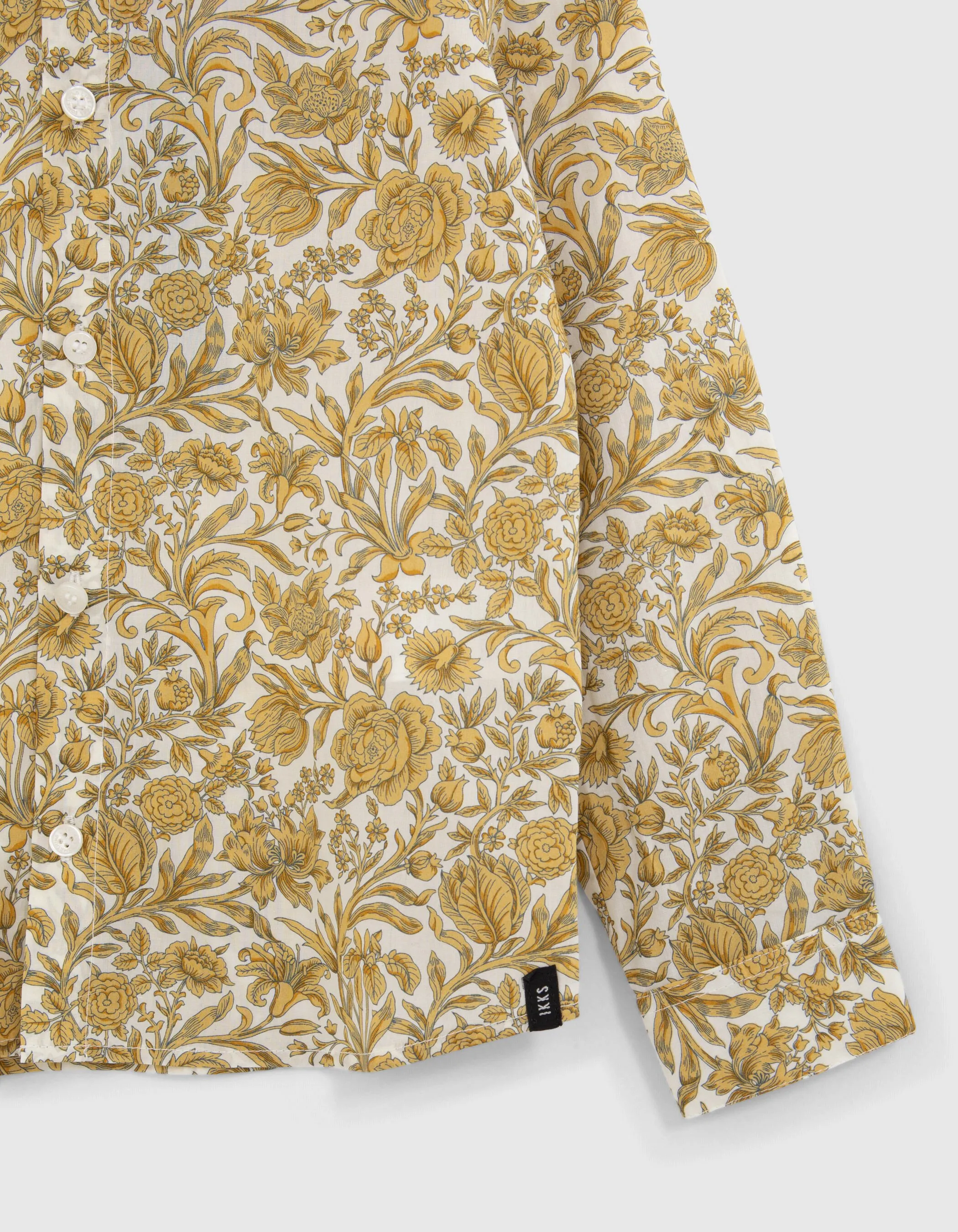 Chemise jaune imprimé fleurs baroques garçon