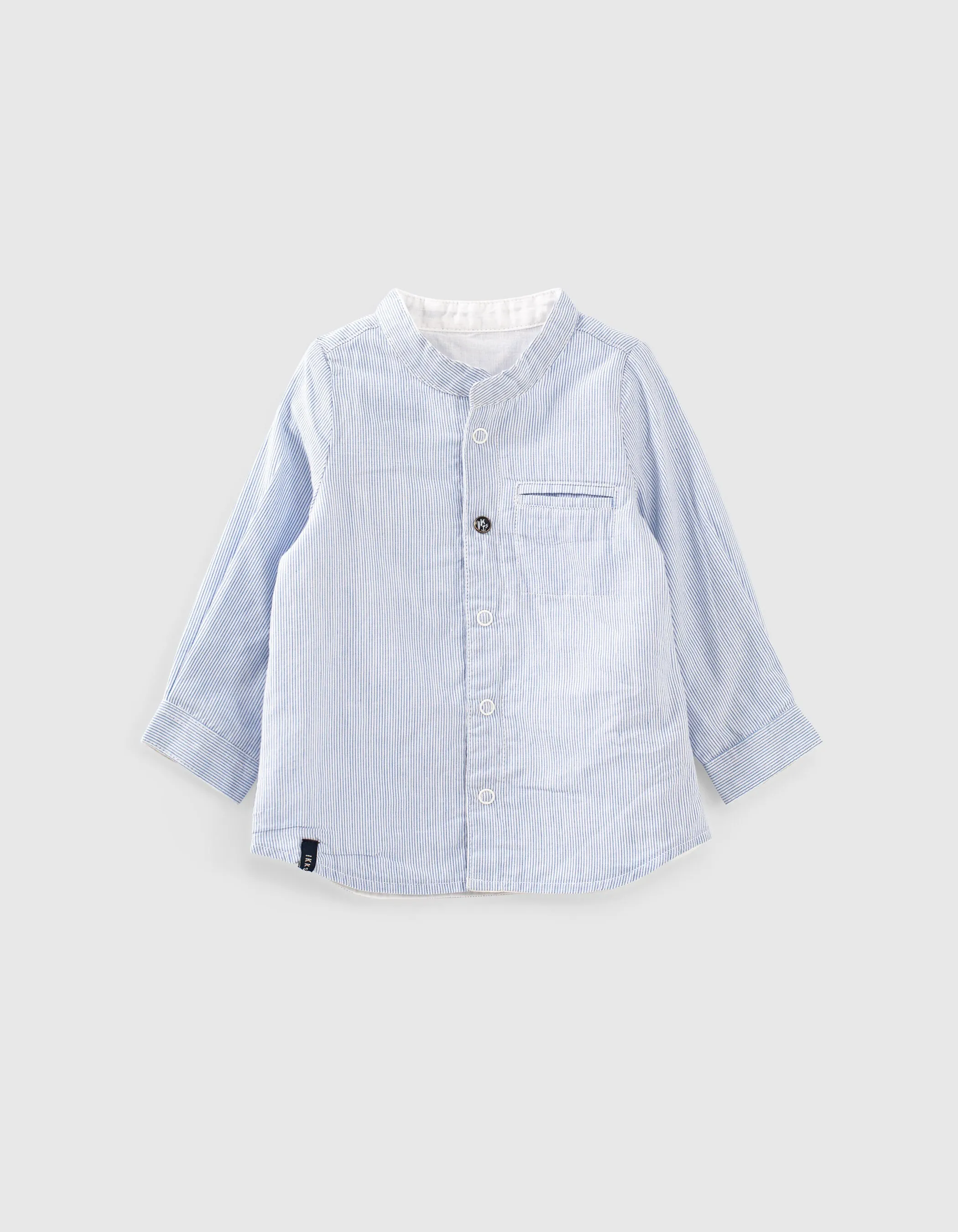 Chemise réversible blanc bleu rayé coton bio bébé garçon