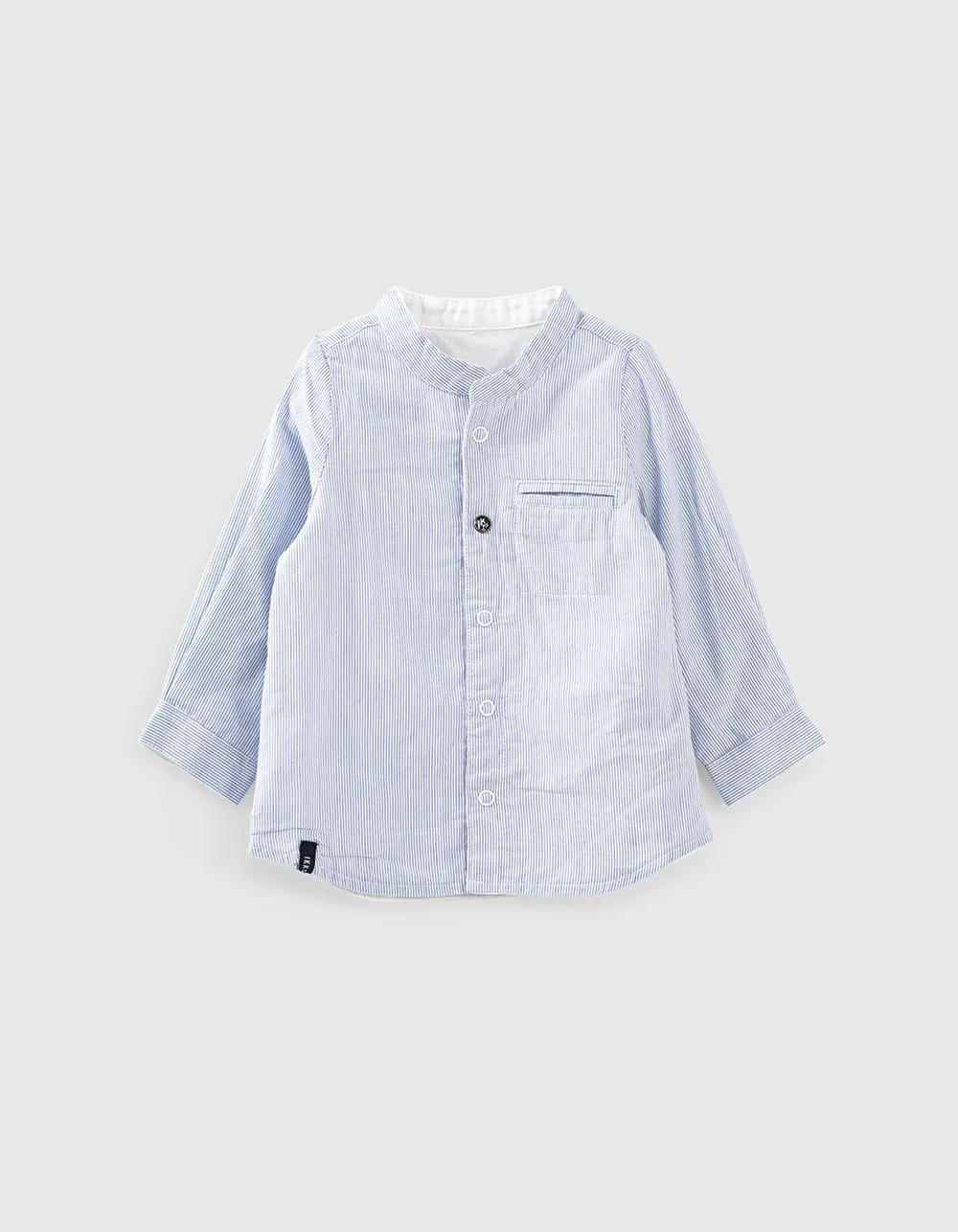 Chemise réversible blanc bleu rayé coton bio bébé garçon