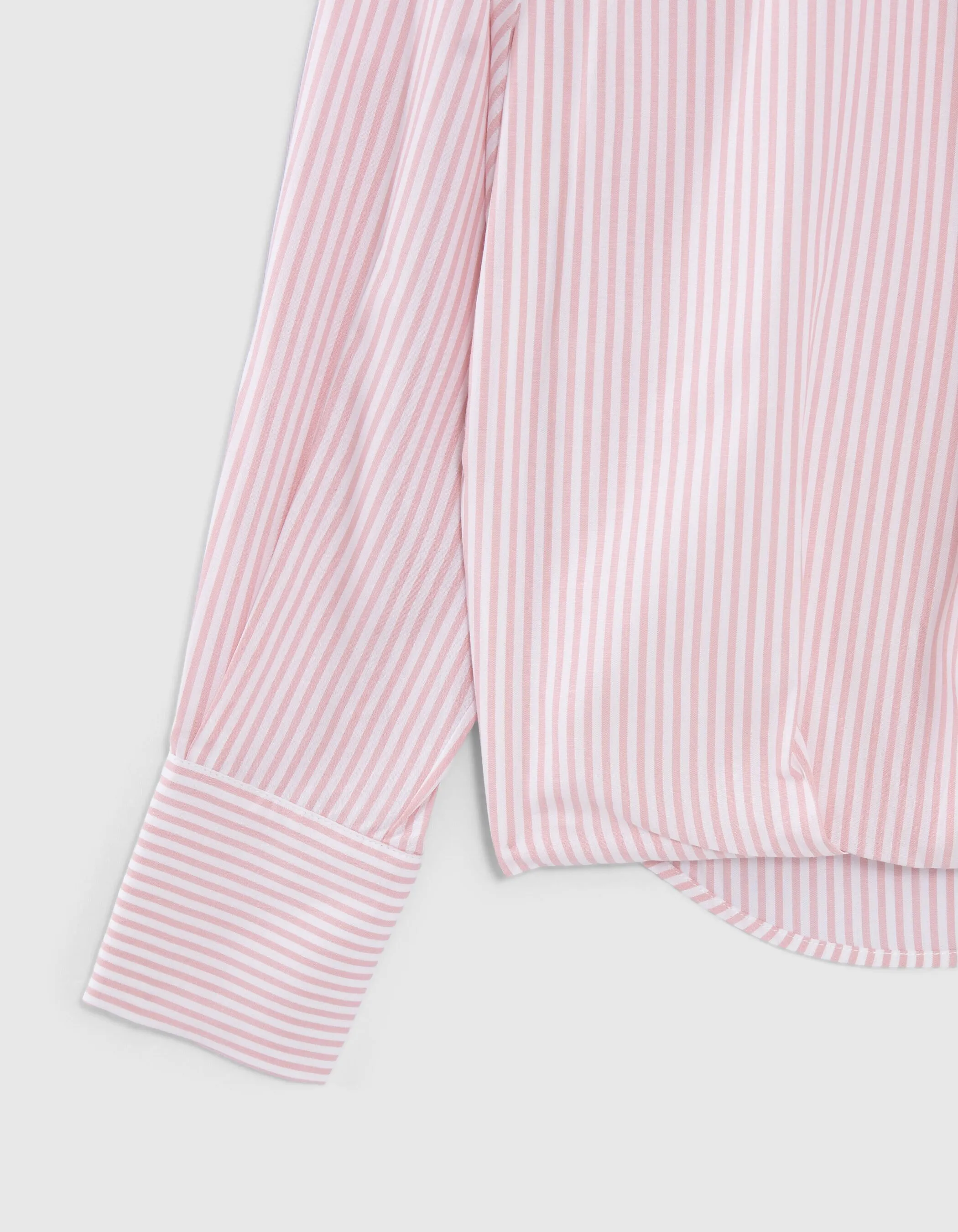 Chemise rose à fines rayures effet trompe-l’œil Femme