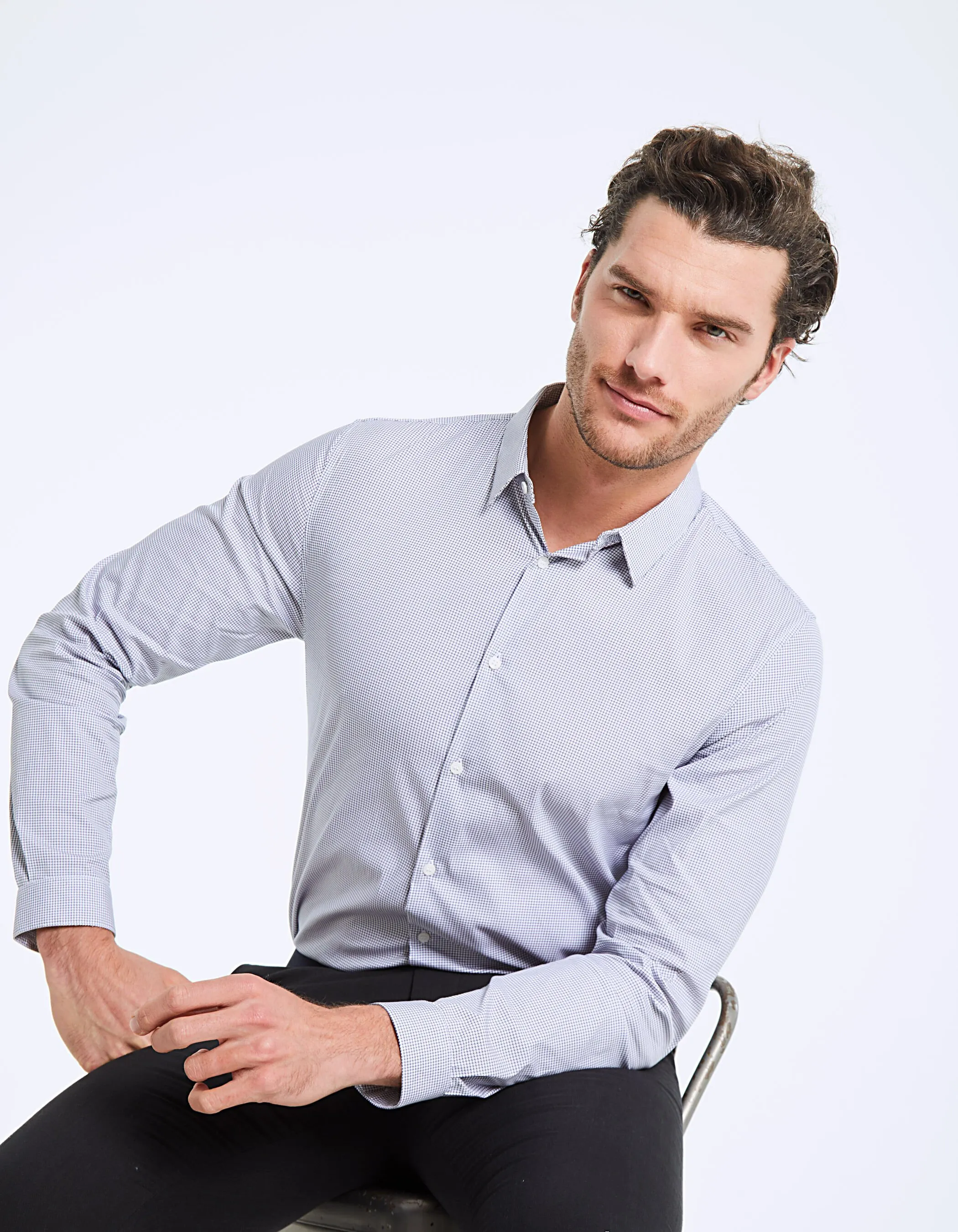 Chemise slim imprimée minimaliste Easy Care Homme