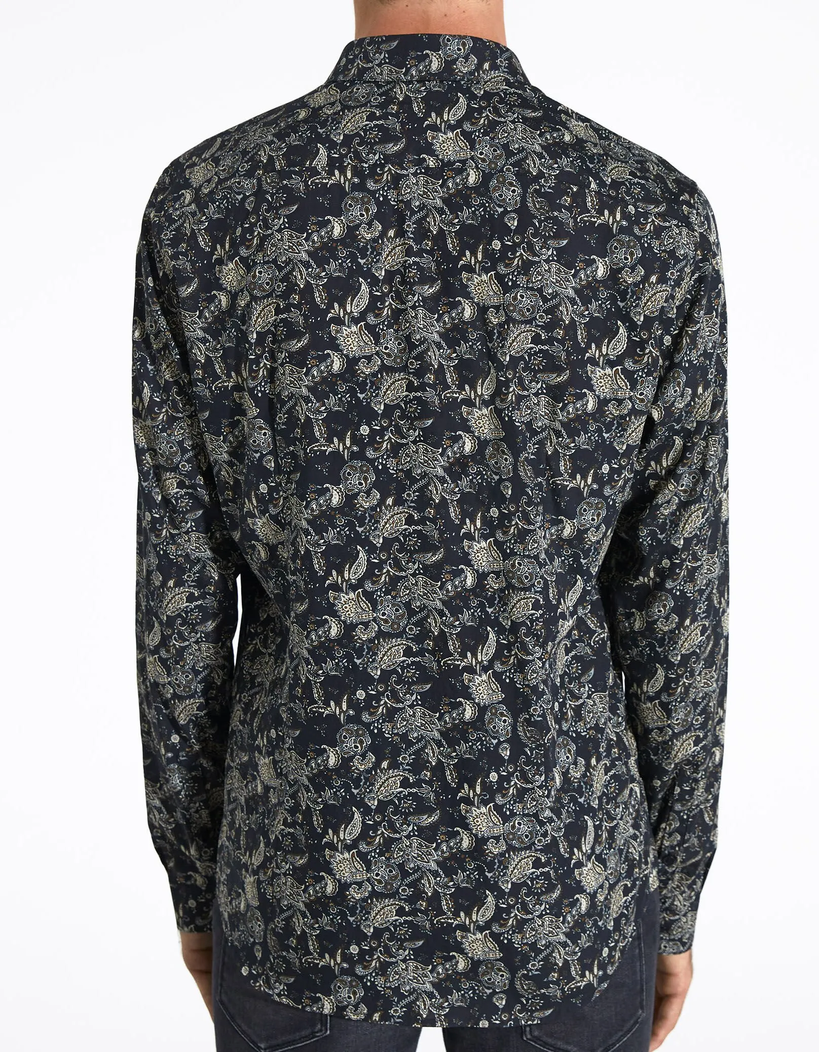 Chemise SLIM noire imprimé floral Rock Homme