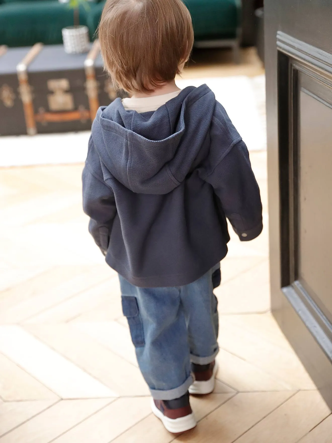 Chemise à capuche pressionnée devant bébé bleu ardoise - Vertbaudet