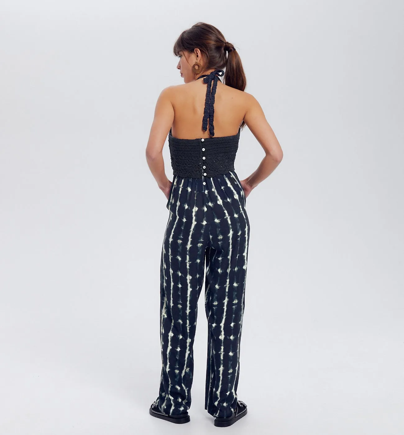 Combi-pantalon dos nu tie dye - Noir