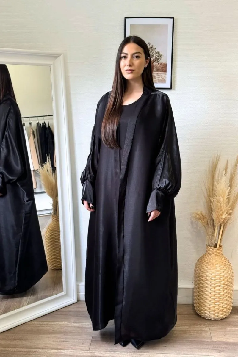 Ensemble robe longue sans manches avec gilet noir