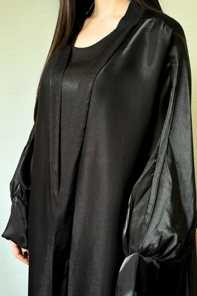 Ensemble robe longue sans manches avec gilet noir