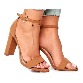 FW1 Sandales à Talon Femme Daim Camel Anastasie brun