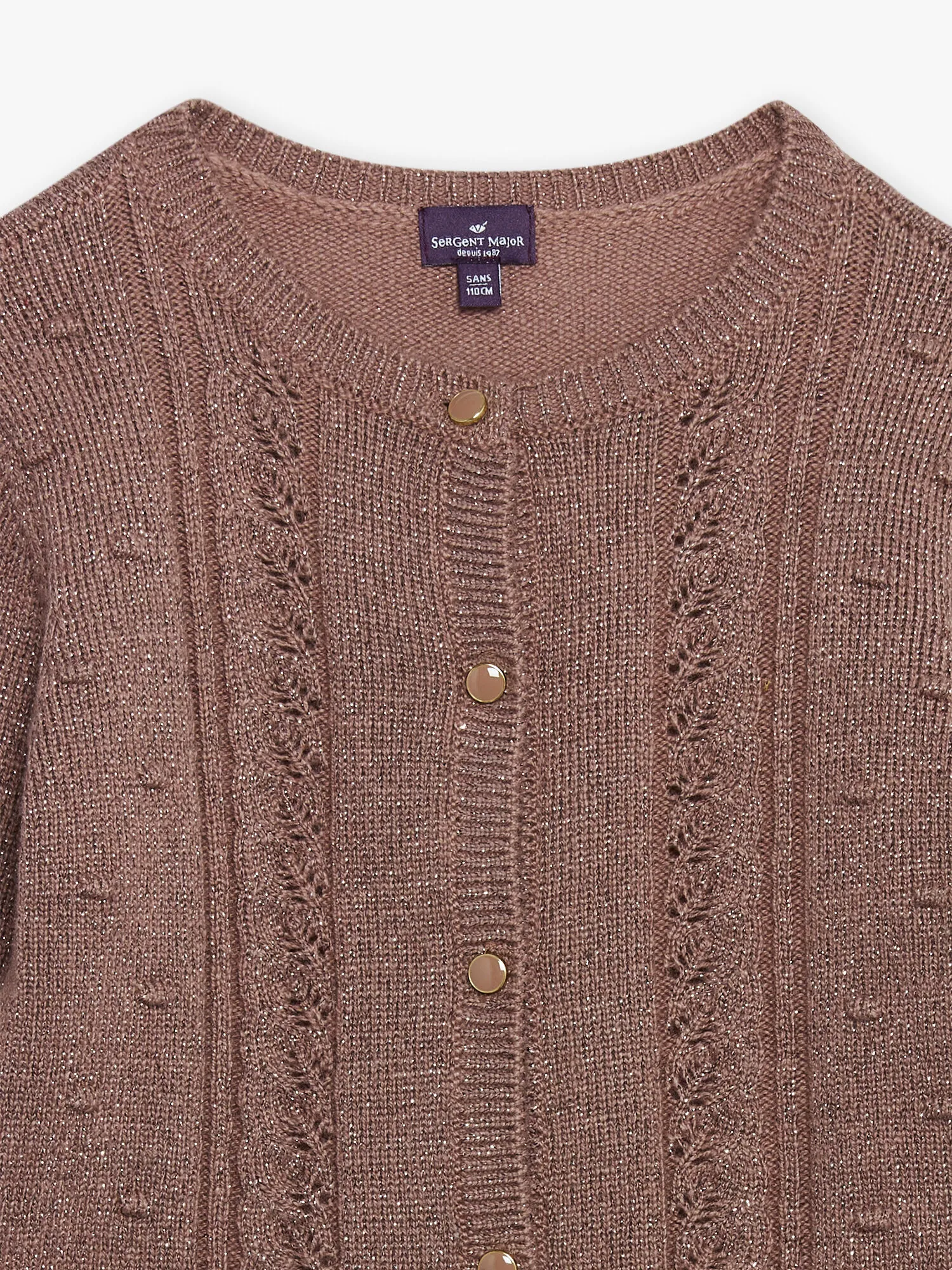 Gilet bois de rose en maille ajourée