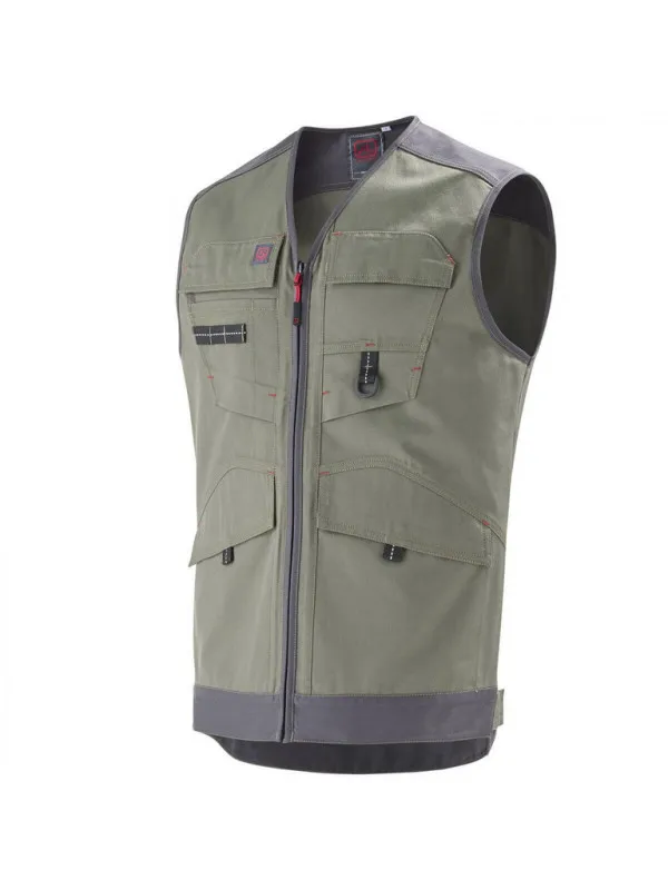 Gilet de travail Work Attitude A Lafont kaki et gris