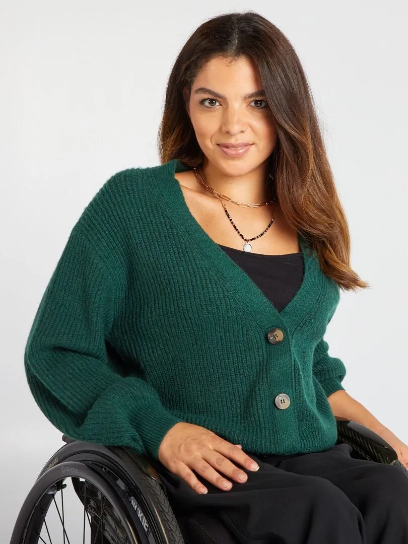 Gilet en maille avec ouverture aimantée - So Easy - Vert