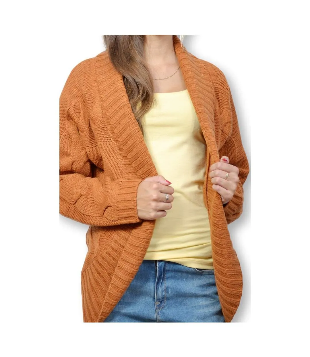 Gilet femme manches longues de couleur orange - décontracté