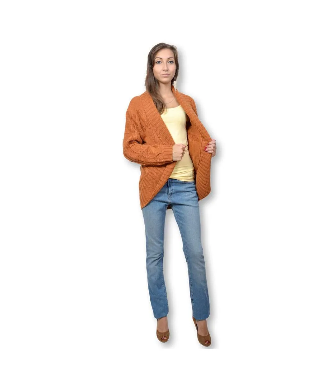 Gilet femme manches longues de couleur orange - décontracté