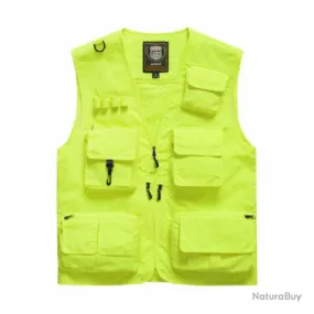 Gilet multi-poches , jaune, taille S, M ou 4XL.