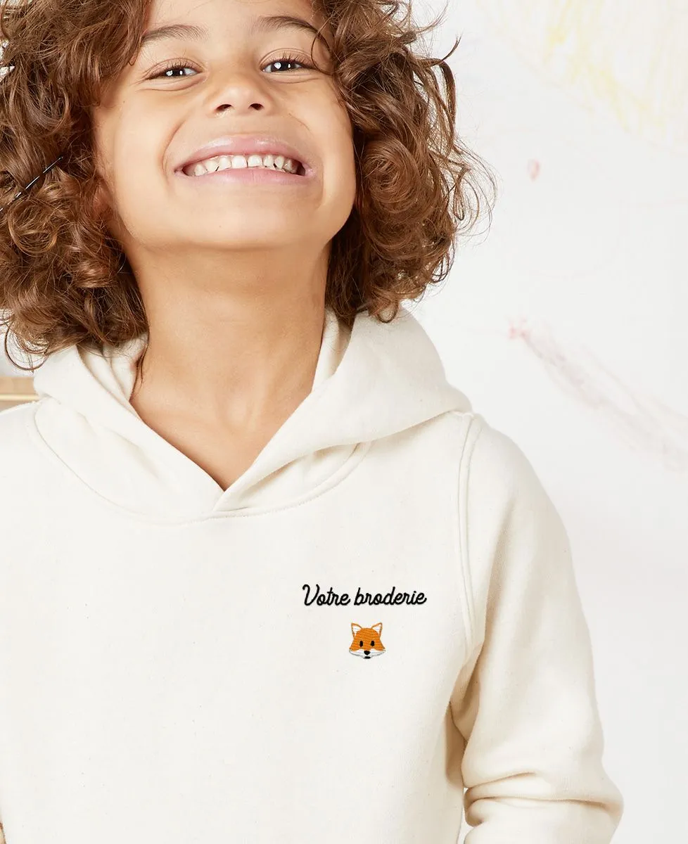 Hoodie enfant Texte et picto brodés personnalisé