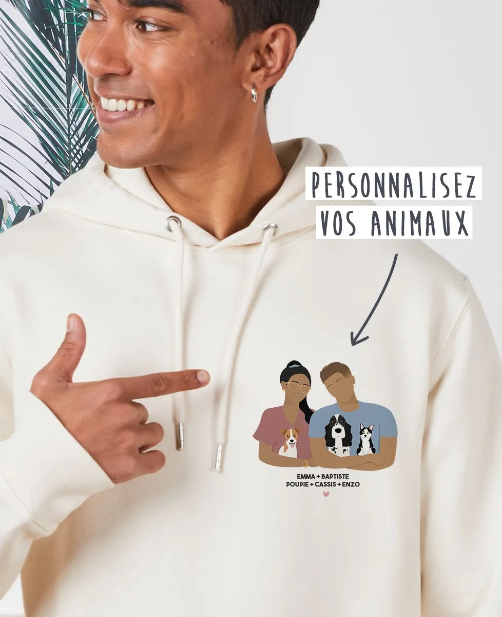 Hoodie homme Couple et animaux personnalisé