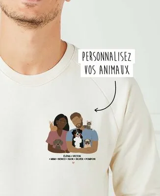 Hoodie homme Couple et animaux personnalisé